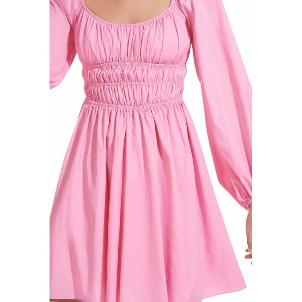 STAUD Pink Bow Petal Dress
